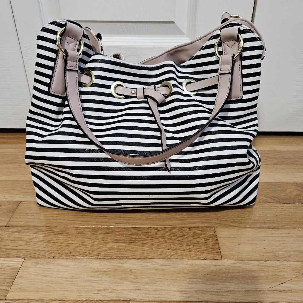 Women's Striped Faux Leather Handbag